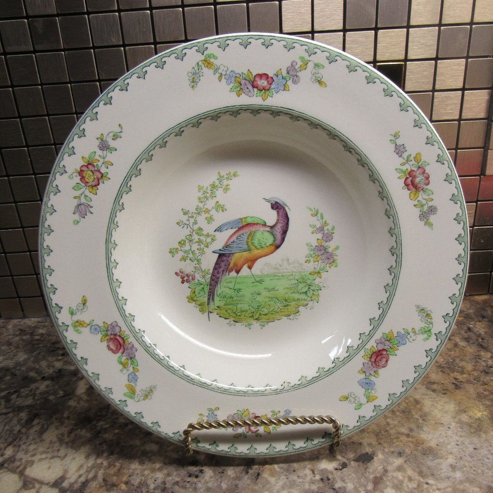 VINTAGE SPODE "VIENNA BIRD" 9" SOUP BOWL.
